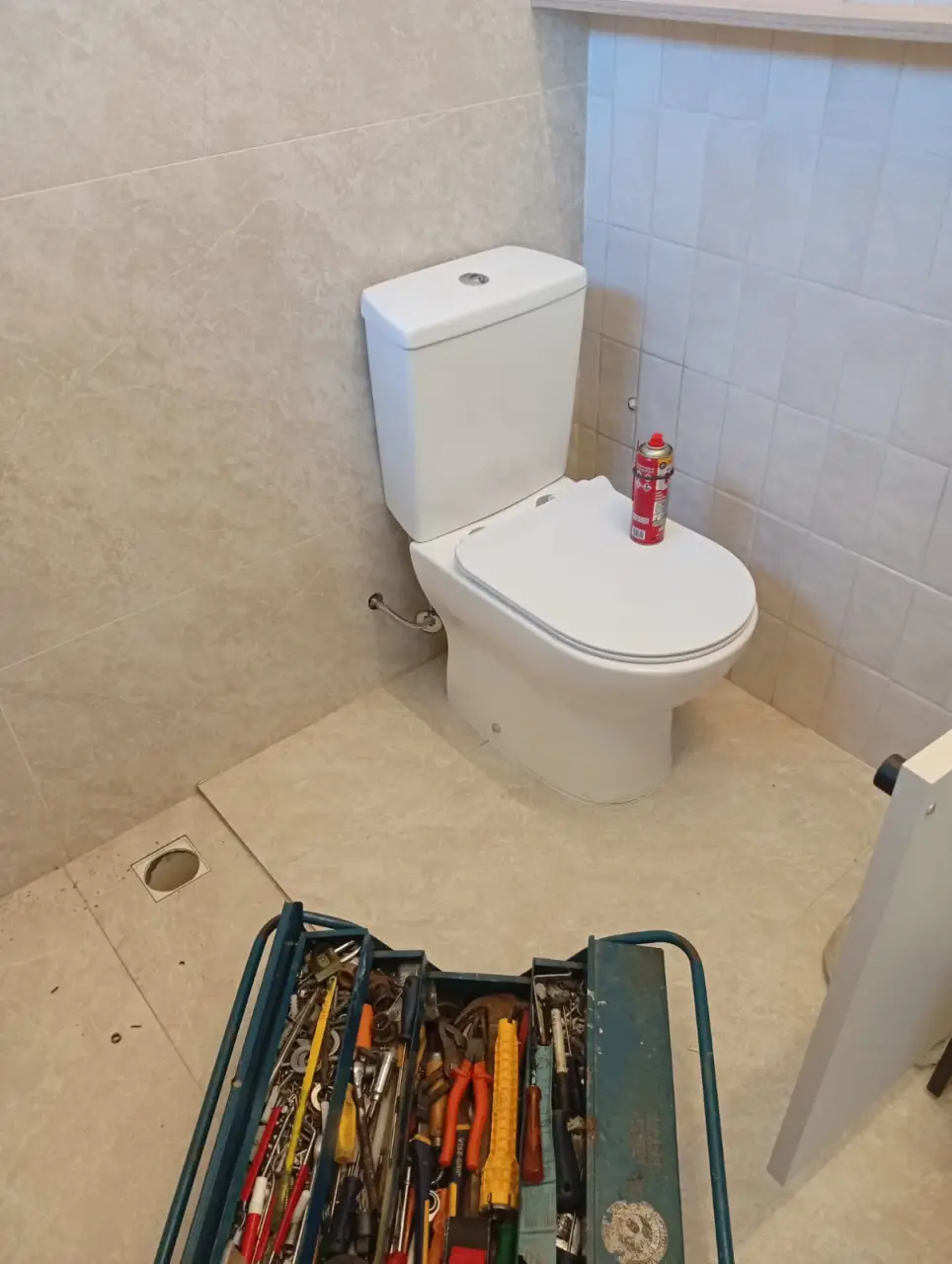 Banheiro com vaso sanitário instalado